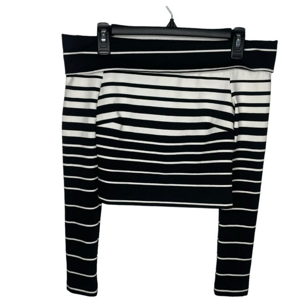 N/Nicholas Black White Stripe Off the Shoulder Top